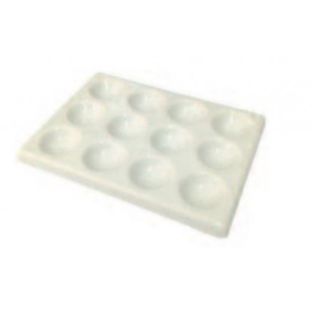 PLAQUE DE COLORATION 6 CAVITES EN PORCELAINE D.90X63MM