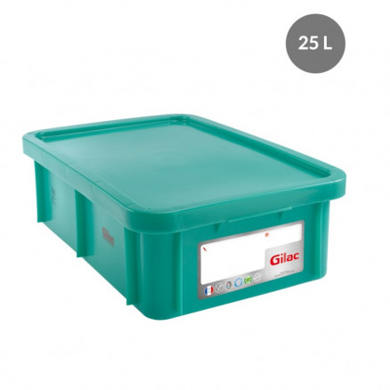 BAC EN PEHD VERT HACCP 25L & COUVERCLE D.600X400X190MM