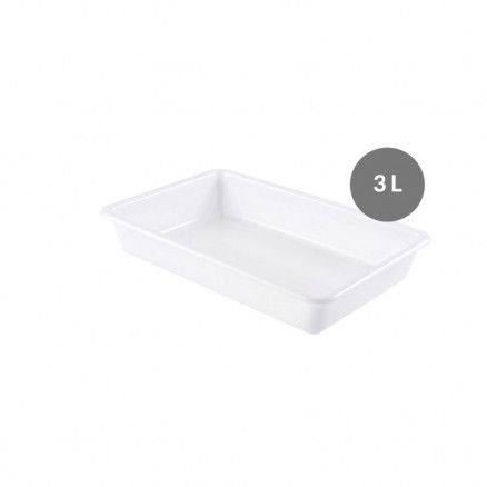 BAC PLAT EN PEHD BLANC - 3L D.347X240X70MM