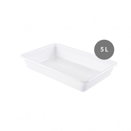 BAC PLAT EN PEHD BLANC - 5L D.435X75X285MM