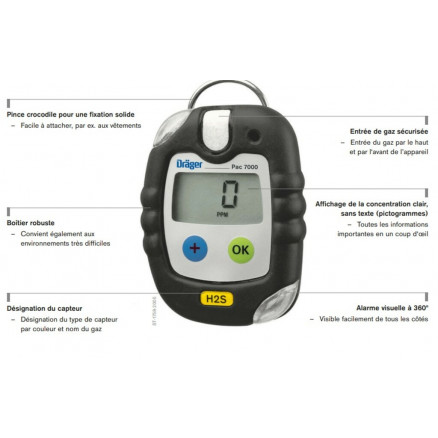 DETECTEUR PORTABLE MONOGAZ PAC 70000 O2 DRAGER
