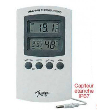DOUBLE THERMO-HYGROMETRE TEMP. -50/+70 AVEC CABLE 1 METRE