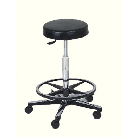 TABOURET DE LABORATOIRE AVEC ASSISE NOIRE 5 ROUES REP.PIEDS
