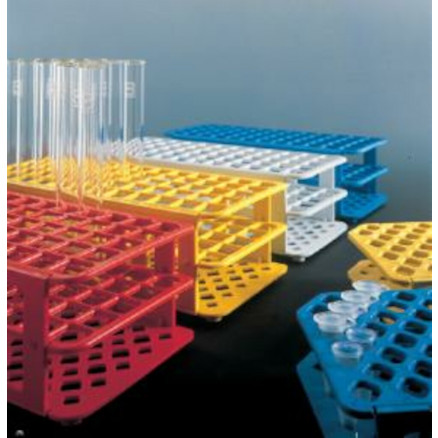 PORTOIR EN PP BLEU POUR 24 TUBES DIAM.30MM - DIM.300X112X85MM