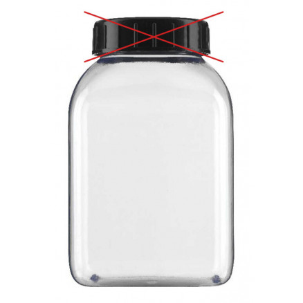 FLACONS CARRES EN PVC TRANSPARENT COL LARGE FILETE - 500ML