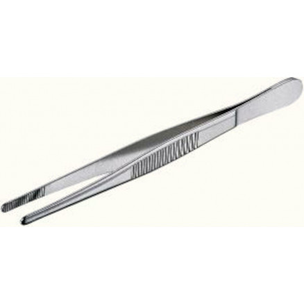 PINCETTE DROITE EN INOX POINTE ARRONDIE LONGUEUR 130MM