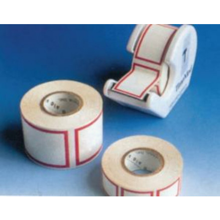 ETIQUETTE ADHESIVE AVEC LISE- RET ROUGE D.41X25MM - PACK 307