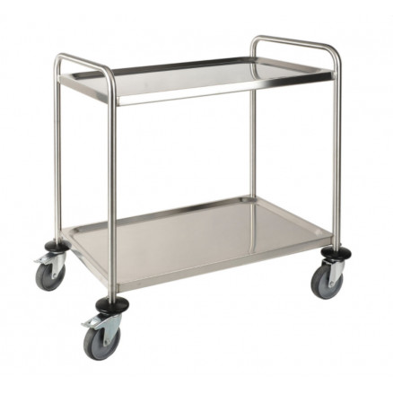 CHARIOT DE LABORATOIRE INOX 2 PLATEAUX 900X600X940MM