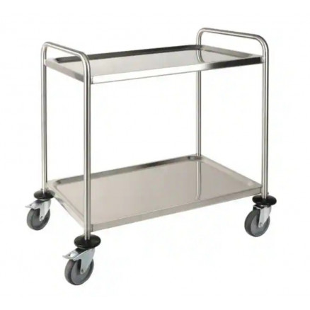 CHARIOT INOX 900X600X940MM AVEC 2 PLATEAUX ET ROULETTES