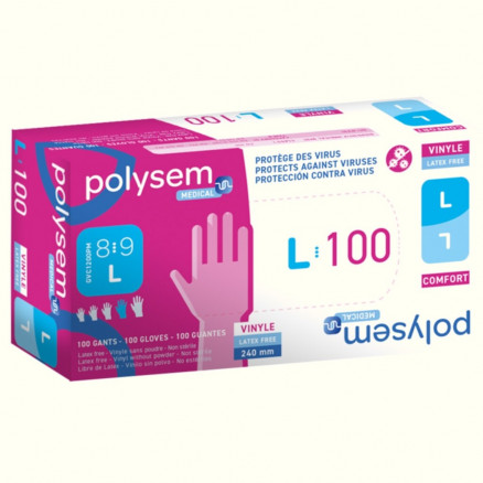 GANTS VINYL NON POUDRES NON STERILES T.8/9 - BOITE DE 100