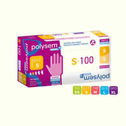 GANTS VINYL NON POUDRES NON STERILES T.6/7 - BOITE DE 100