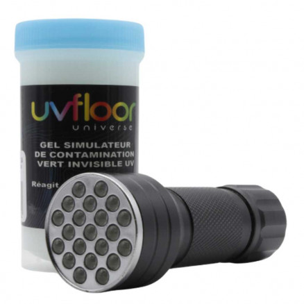 KIT HYGIENE DES MAINS AVEC SIMULATEUR VERT 100ML + LAMPE