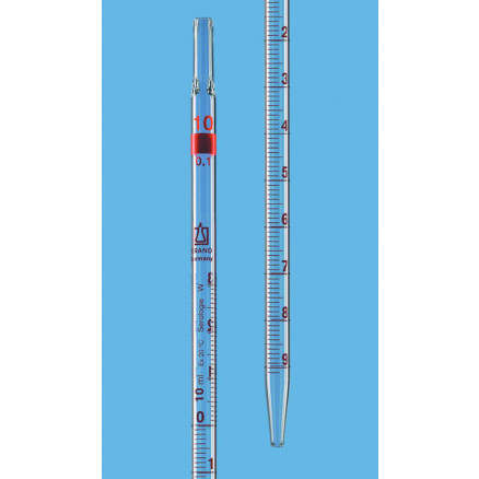 PIPETTE BACTERIOLOGIE SANS SANS BOULE 1 ML EN 0,1 ML