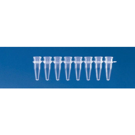 BARRETTE 8 MICROTUBES 0.2ML AVEC BOUCHON BRAND - PACK X125