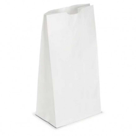 SACHET EN PAPIER KRAFT BLANC FOND PLAT 180X110X340MM - X500