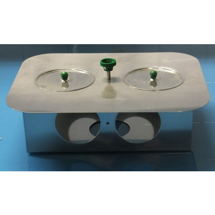 PORTOIR INOX 2 FLACONS D 90 MM H.95MM AVEC COUVERCLE