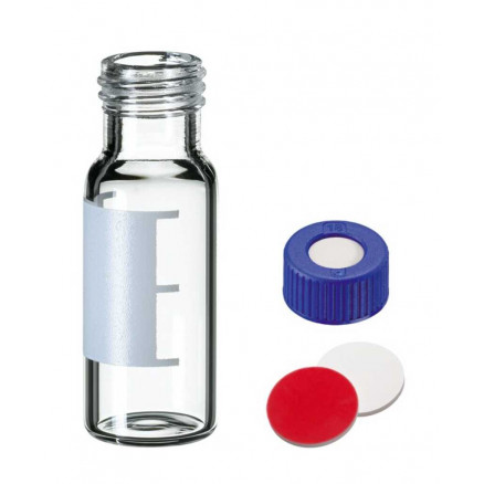 TUBE EN VERRE 1,5ML D.9MM AVEC JOINT SILICONE CAPE PTFE-P100