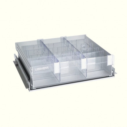TIROIR ALUMINIUM FOND PLEIN FACADE PLEXI 403X370X100MM