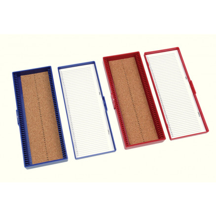 BOITE EN PS BLEU POUR 50 LAMES DE MICROSCOPIE D.211X85X35MM