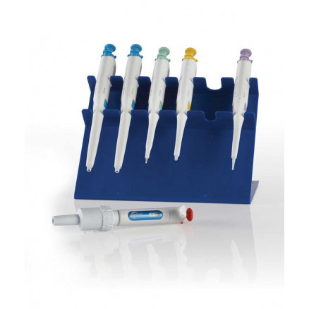 PORTOIR DE PAILLASSE BLEU POUR 6 MICROPIPETTES