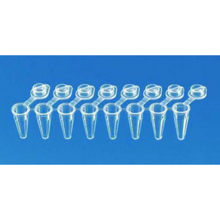 BARRETTE 8 MICROTUBES 0,2ML AVEC BOUCHON BLANC - PACK X300