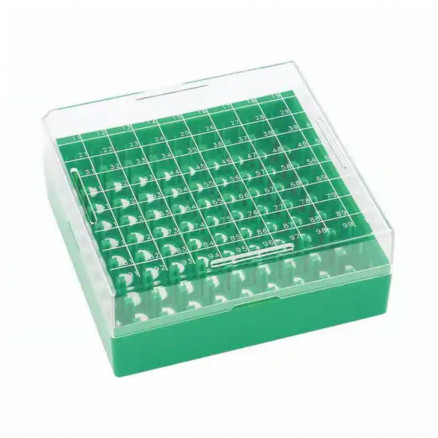 BOITE POLYCARBONATE VERTE POUR 100 CRYOTUBES -X4