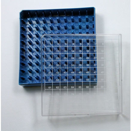 CRYOBOITE POLYCARBONATE BLEUE POUR 10X10 TUBES