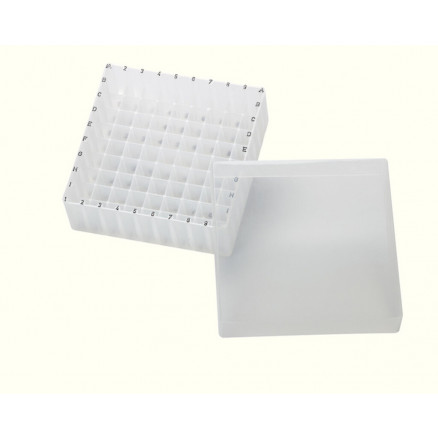 BOITE EN PP TRANSP. POUR 100 MICROTUBES 1,5-1,8-2ML + COUV.