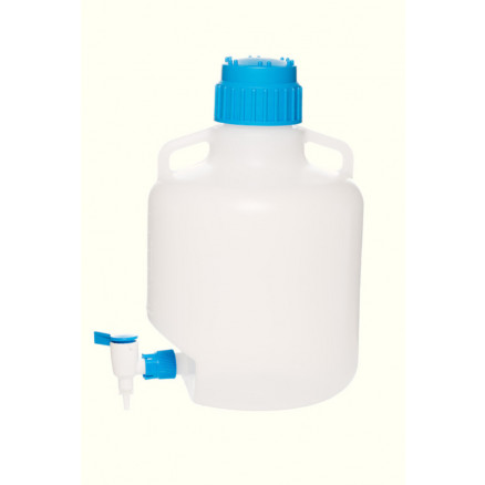 BONBONNE EN LDPE + ROBINET + BOUCHON EN PP POIGNEES CAP.50L