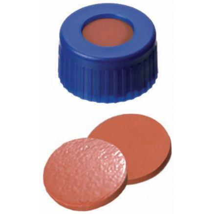 BOUCHON A VIS PP BLEU 1 TROU DN9 CAOUTCHOUC/PTFE - X100