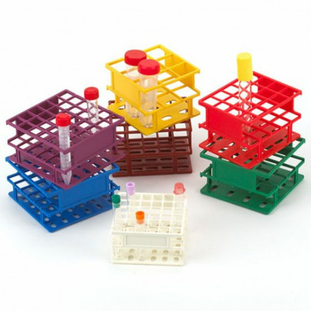 PORTOIR POUR 6X6 TUBES DE 15ML EN NYLON ROUGE 126X126X56MM