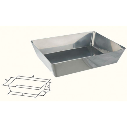 PLATEAU DE LABORATOIRE EN INOX COINS RONDS - DIM. 190x140x50MM