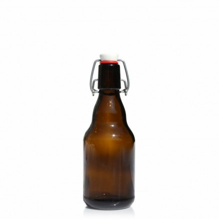 BOUTEILLE DE STABILITE EN VERRE AMBRE CAP. 330ML AVEC BOUCHON
