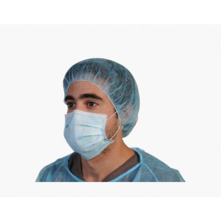 MASQUE 3 PLIS NON TISSE BLEU EN PLP AVEC BARRETTE NASALE - PACK X1000
