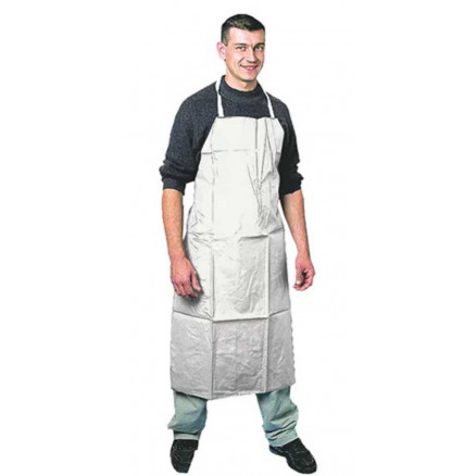 TABLIER PVC BLANC 300µ - EMBALLAGE UNITAIRE - TAILLE UNIQUE - PACK X50