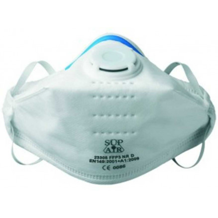 DEMI-MASQUE FILTRANT BLANC PLIABLE AVEC VALVE FFP3 NR D - PACK X20