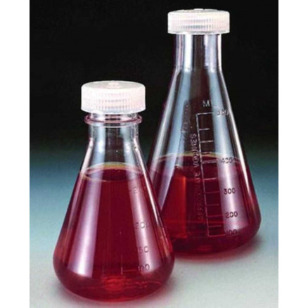 FIOLE ERLENMEYER EN PC AVEC BOUCHON A VIS - CAPACITE 125ML - PACK X6