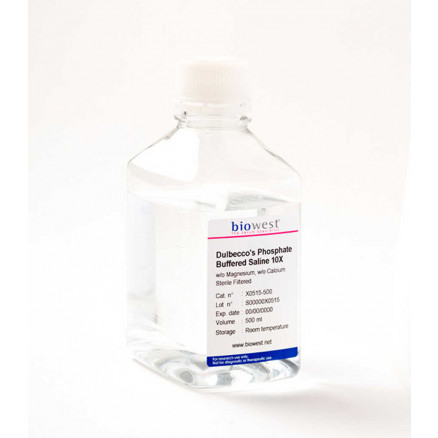 DUBELCCOS PHOSPHATE BUFFERED SALINE 10X - X0515 - 500ML