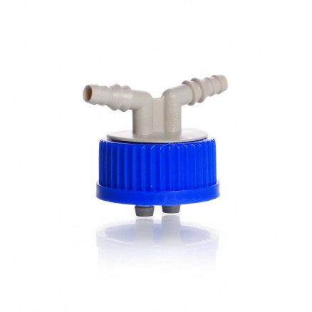 BOUCHON A VIS GL 45 AVEC CONNECTEUR A 2 TUYAUX (PP) ET JOINT EDPM - X2
