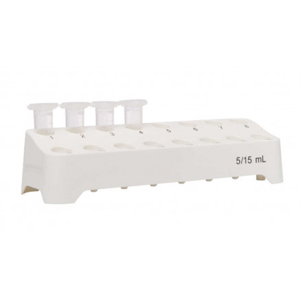 PORTOIR POUR 16 MICROTUBES DE 5 ET 15ML EN PS BLANC - PACK X2