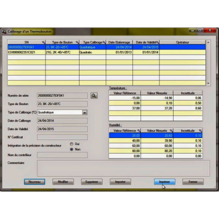 MODULE DE CALIBRAGE POUR THERMOTRACK PC