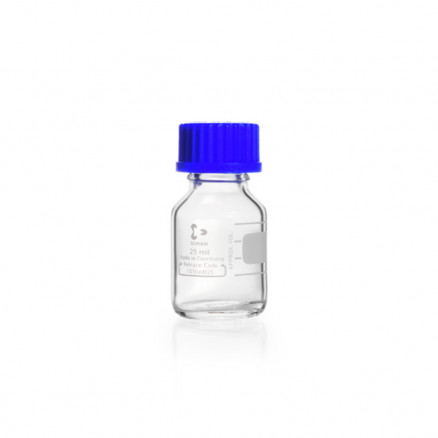 FLACON CLAIR 25ML VERRE DURAN GL 25 AVEC BOUCHON-P.10