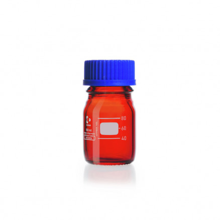 FLACON BRUN 100ML VERRE DURAN GL 45 AVEC BOUCHON/BAGUE-P.10