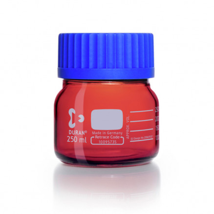 FLACON BRUN 250ML VERRE DURAN GLS 80 AVEC BOUCHON/BAGUE-P.10