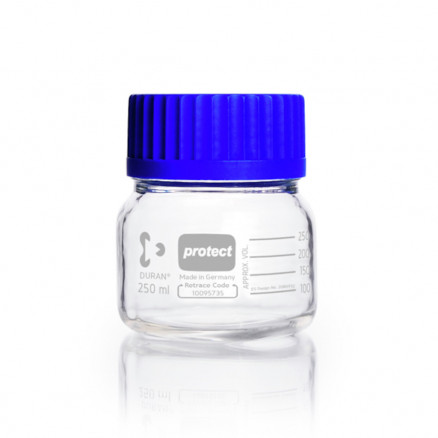 FLACON CLAIR 250ML VERRE DURAN GL 80 AVEC REVETEMENT PU-X10