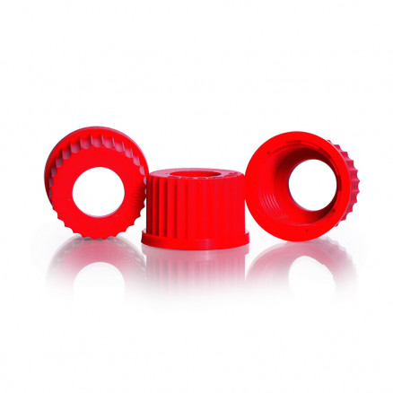 CAPUCHON A VIS ROUGE EN PBT GL32 TROU D.20MM - PACK DE 10