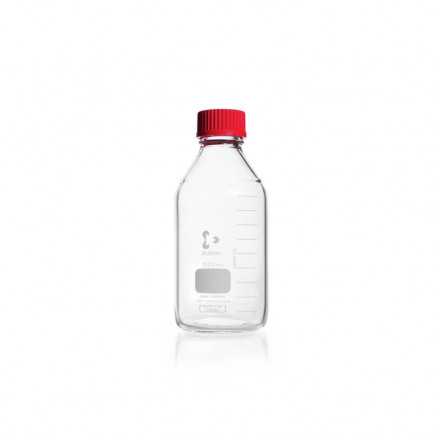 FLACON CLAIR 1 L VERRE DURAN GL 45 AVEC BOUCHON/BAGUE -P.10
