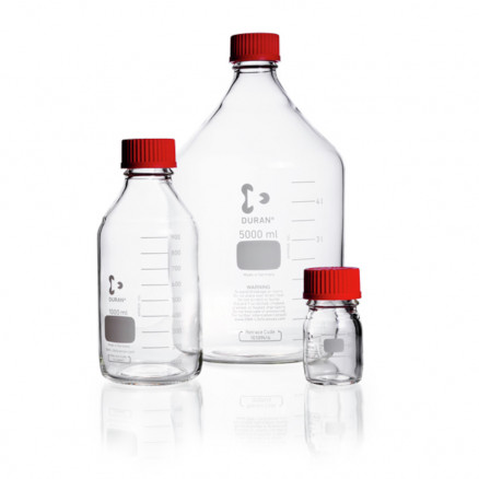 FLACON CLAIR 2 L VERRE DURAN GL 45 AVEC BOUCHON/BAGUE -P.10