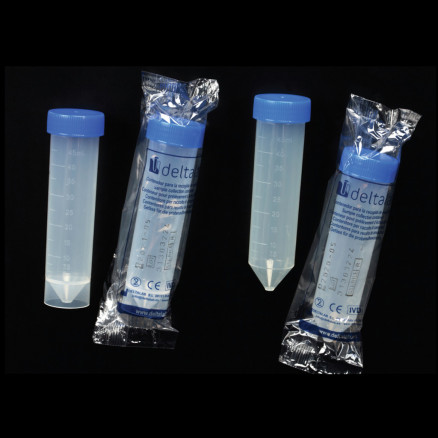 TUBE CONIQUE EN PP TRANSPARENT SANS JUPE STERILE 50ML-PACK500