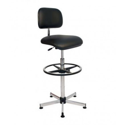 SIEGE DE LABORATOIRE EN PVC 720-960MM, PATINS,REPOSE-PIEDS